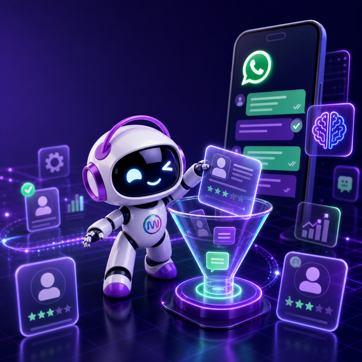 Vitória organizando contatos e conversas do WhatsApp em um funil inteligente